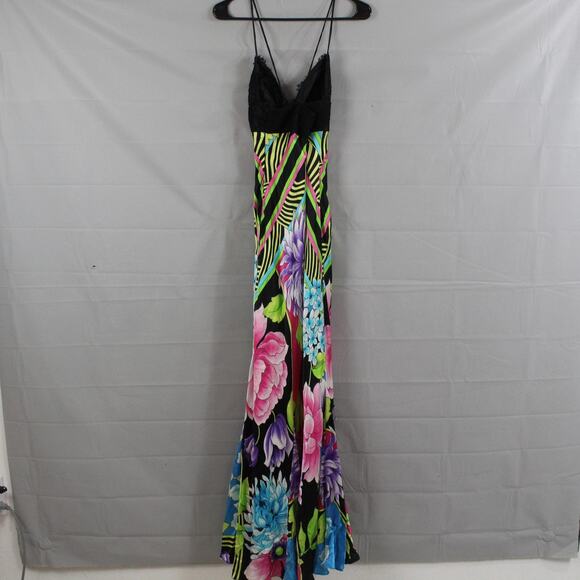 Cache Dress 6 Cruise Tulip Maxi Multi Floral Silk Maxi Gown Artsy Boho Chic Y2K - Picture 5 of 15